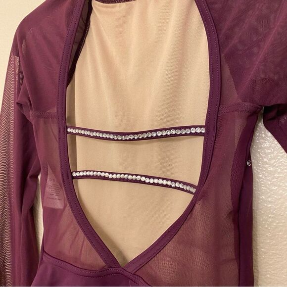 Weissman Balera solo Dance costume purple Long Poet Sleeve Leotard MT11817 MC - Picture 8 of 12